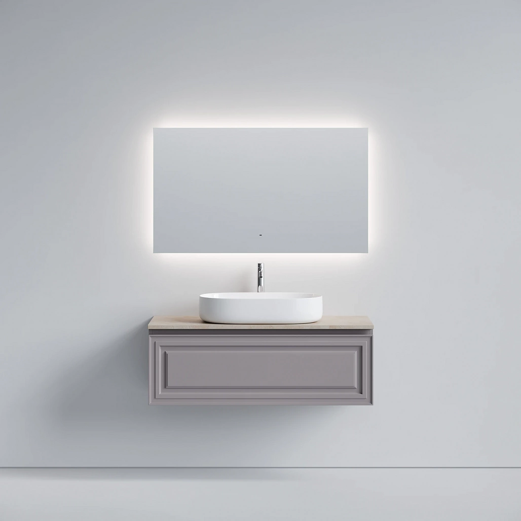 Тумба под столешницу Sancos Самая / Very 119,5x44,5x40,6 подвесная, пыльная роза / doha soft, столешница с отверстием под смеситель, креман / kreman — МЕБ009722 — фото 2