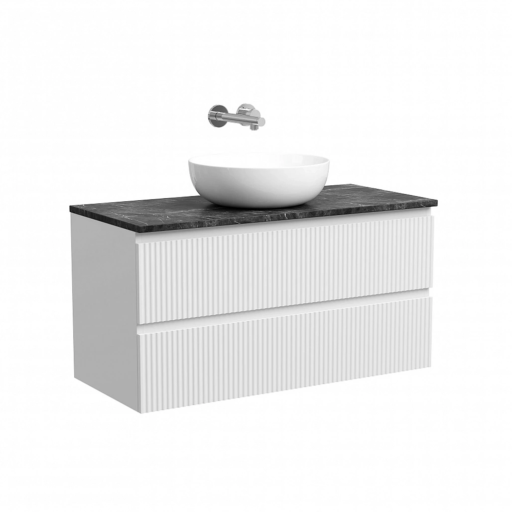 Тумба под столешницу Sancos Сноб Р / Snob R 99,5x44,5x50 подвесная, пыльная роза / doha soft, столешница без отверстия под смеситель, черное небо / black sky — МЕБ009755 — фото 1