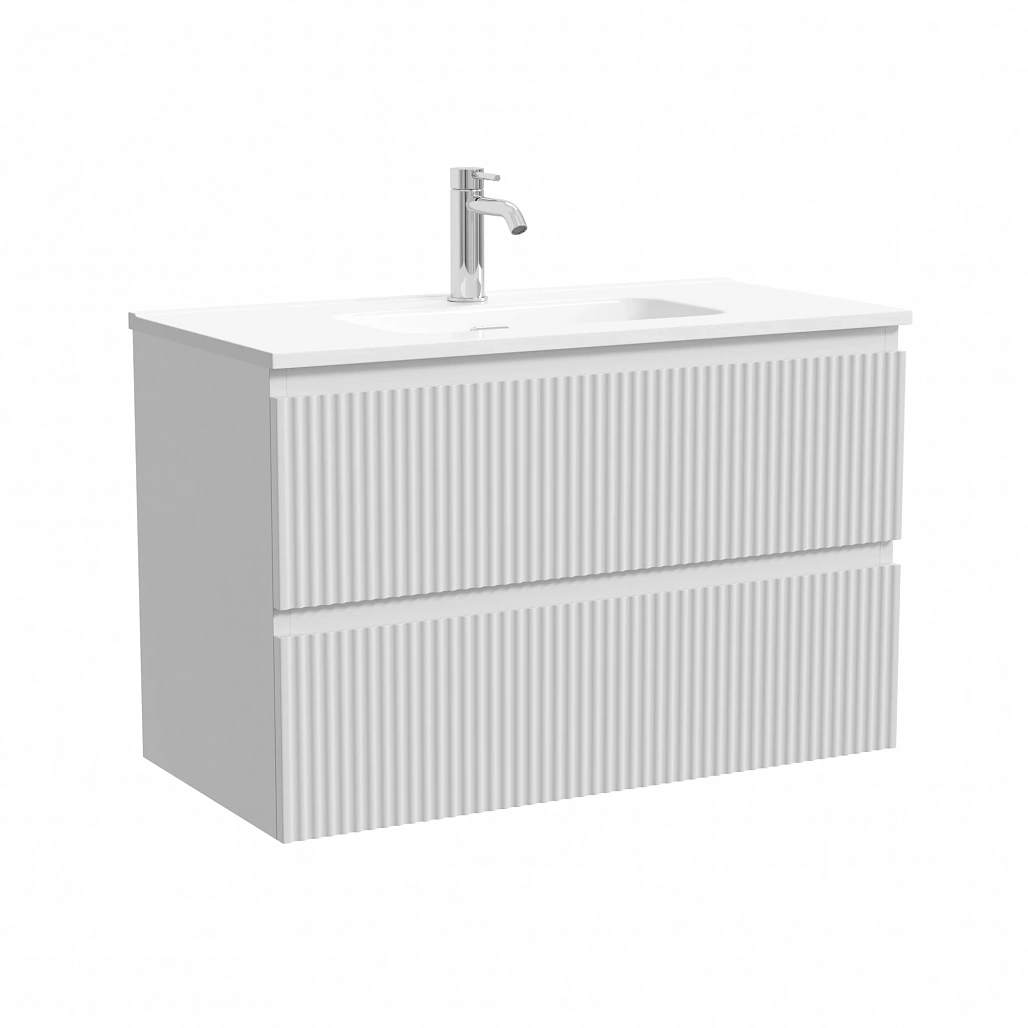 Тумба под раковину Sancos Сноб Р 390 / Snob R 390 79x39x50 подвесная, два ящика, белый матовый / bianco — МЕБ009300 — фото 1