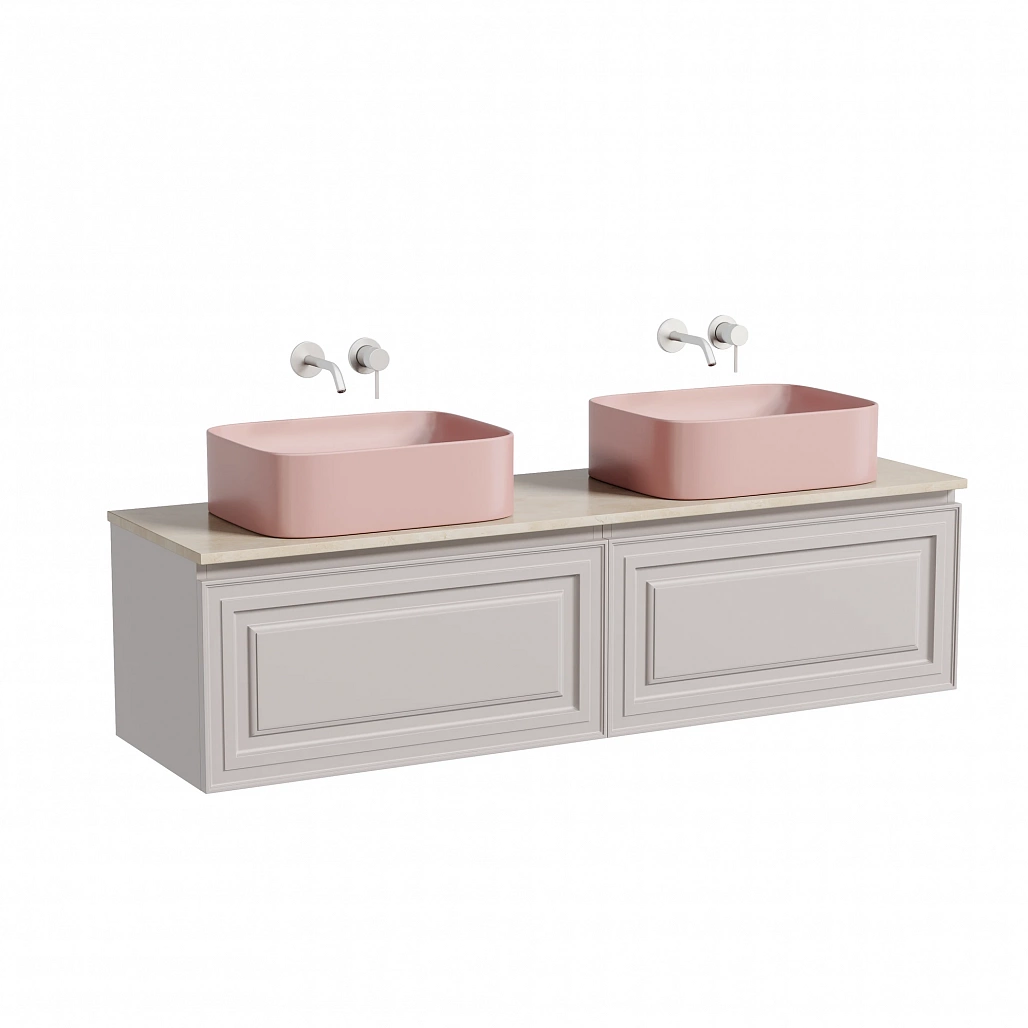 Тумба под столешницу Sancos Самая / Very 79x44,5x40,6 подвесная, пыльная роза / doha soft, столешница 160 см, без отверстия под смеситель, креман / kreman — МЕБ009736 — фото 1