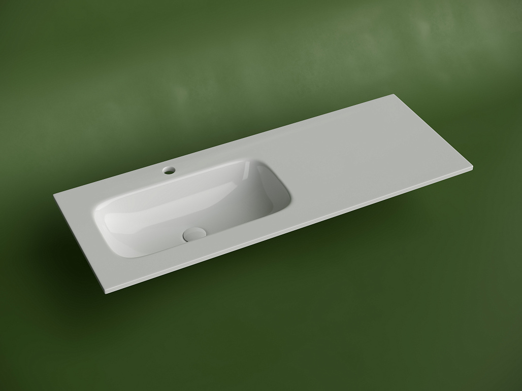 Раковина мебельная Ceramicanova Грация / Grace 121x45,7x13,7 без перелива, с отверстием под смеситель, чаша слева, прямоугольная, белый — РАК010071 — фото 2