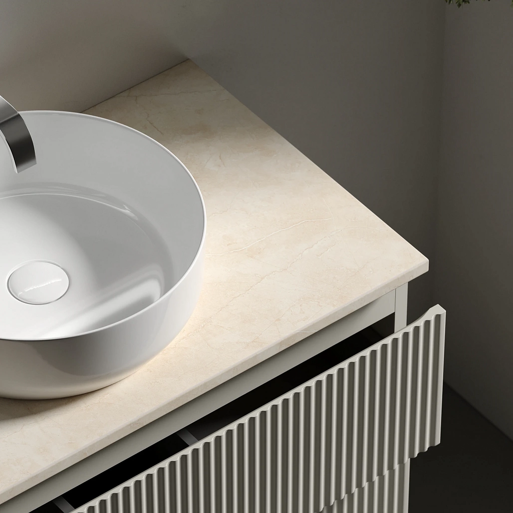 Тумба под столешницу Sancos Сноб Р / Snob R 79x44,5x50 подвесная, бежевый матовый / beige soft, столешница без отверстия под смеситель, креман / kreman — МЕБ009487 — фото 9