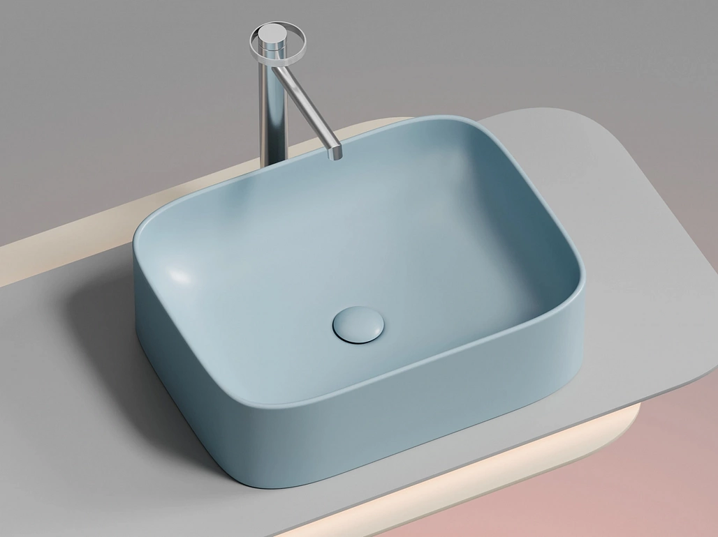 Раковина накладная Ceramicanova Элемент / Element 50,5x38x15 без перелива, прямоугольная, голубой матовый — РАК010121 — фото 2