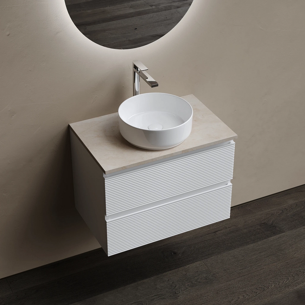 Тумба под столешницу Sancos Фолк / Folk 69x44,5x50 подвесная, белый матовый / bianco, столешница с отверстием под смеситель, креман / kreman — МЕБ009531 — фото 3