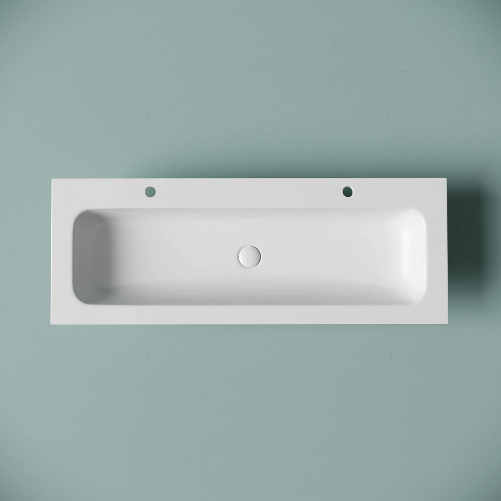 Раковина мебельная Ceramicanova Грация / Grace 121x45,7x13,7 без перелива, с двумя отверстиями под смеситель, прямоугольная, белый матовый — РАК010006 — фото 3