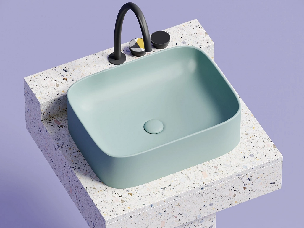 Раковина накладная Ceramicanova Элемент / Element 50,5x38x15 без перелива, прямоугольная, зеленый матовый — РАК010128 — фото 8