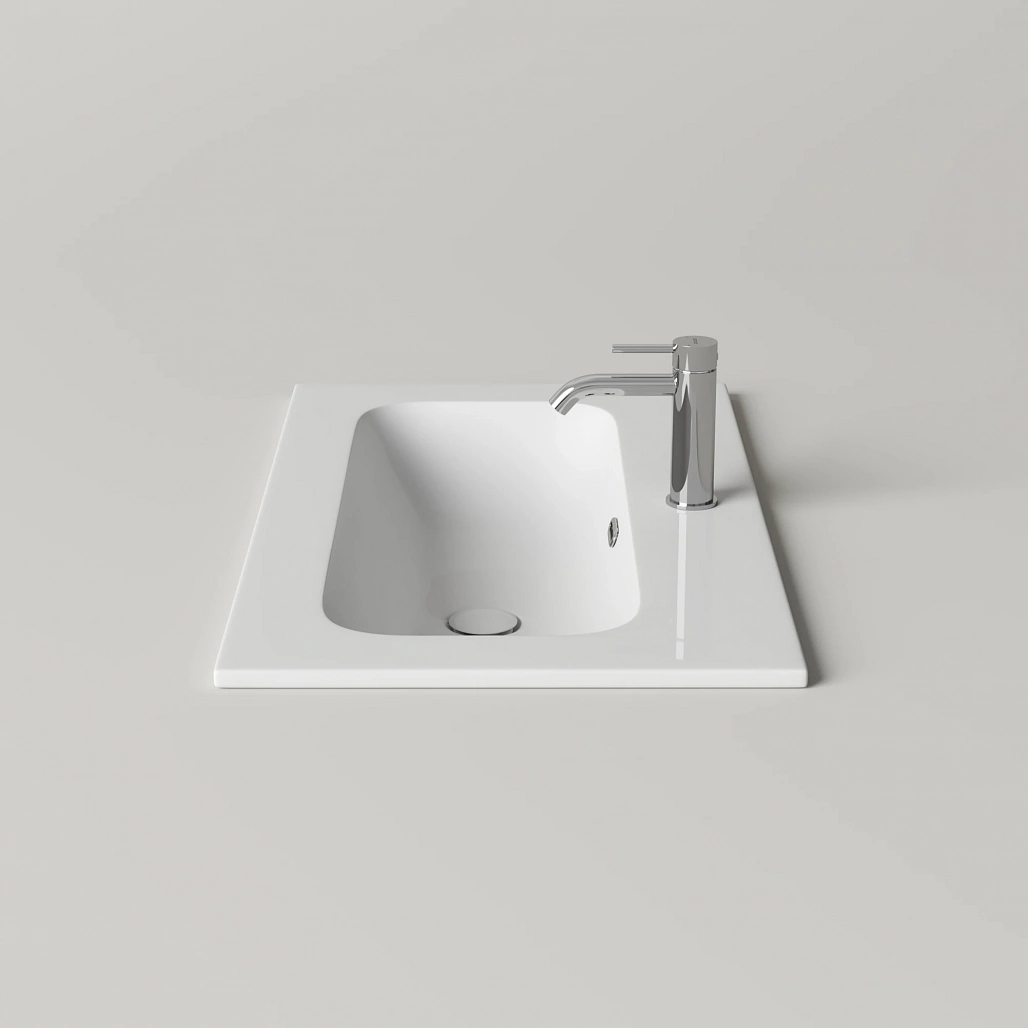 Раковина мебельная Ceramicanova Лючия / Lucia 81x46,5x16,6 со сливом переливом, с отверстием под смеситель, прямоугольная, белый — РАК010017 — фото 3