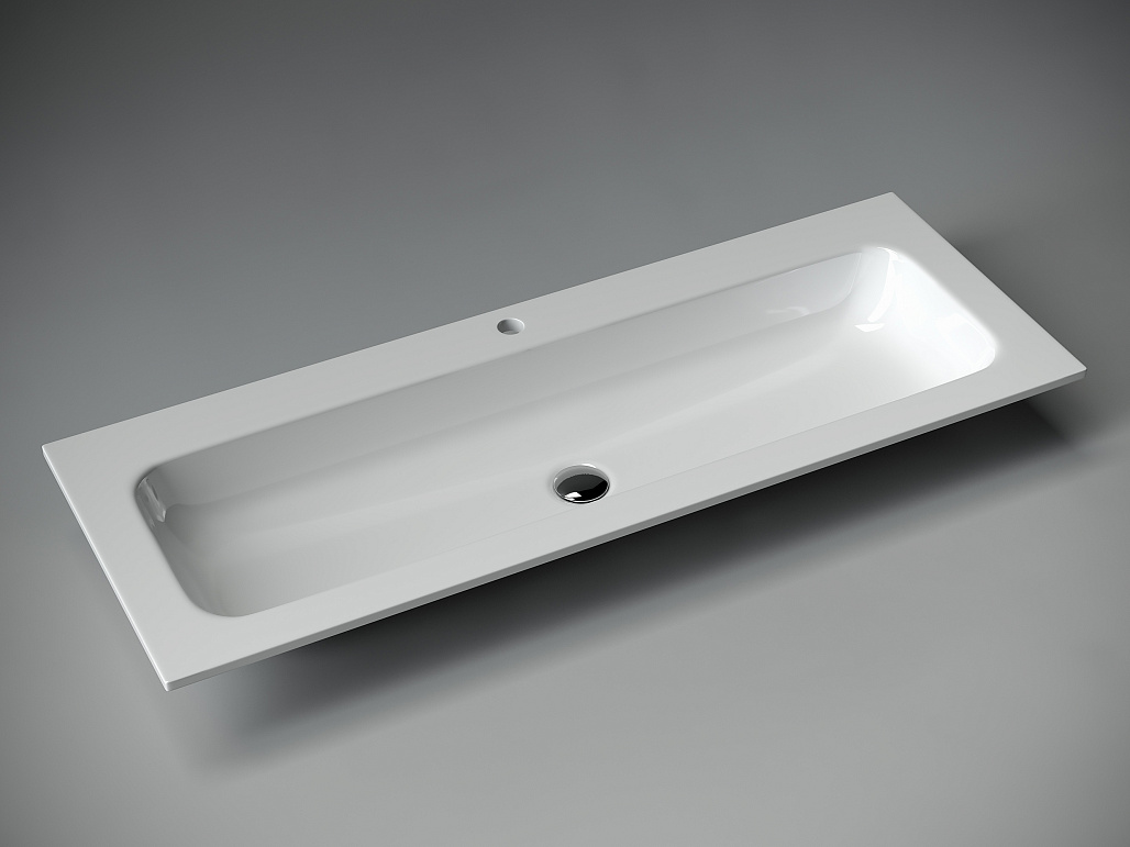 Раковина мебельная Ceramicanova Грация / Grace 121x45,7x13,7 без перелива, с отверстием под смеситель, прямоугольная, белый — РАК010057 — фото 2