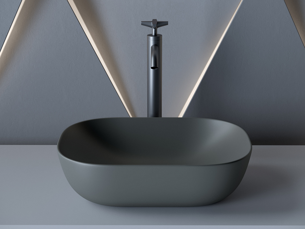 Раковина накладная Ceramicanova Элемент / Element 45,5x32,5x13,5 без перелива, прямоугольная, темный антрацит матовый — РАК010127 — фото 2