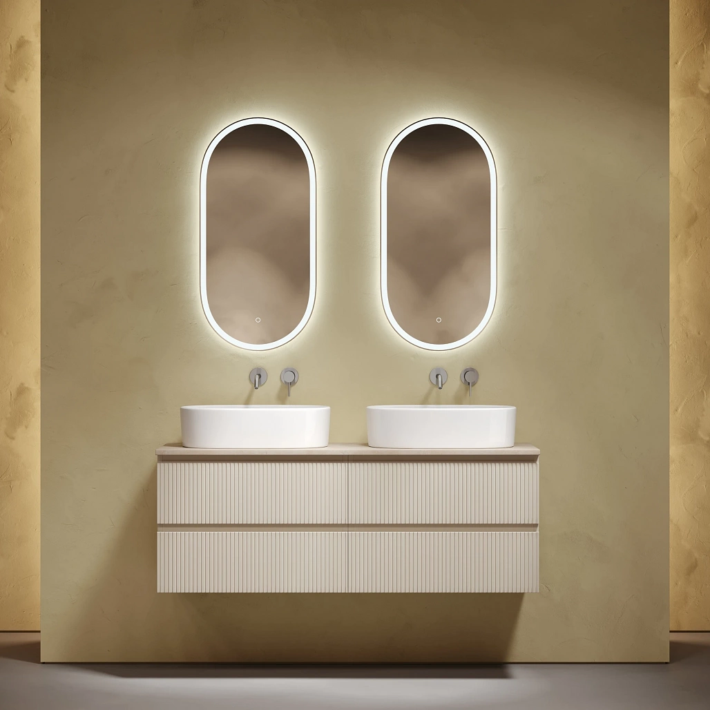 Тумба под столешницу Sancos Сноб T / Snob T 69x44,5x50 подвесная, бежевый матовый / beige soft, столешница 140 см, без отверстия под смеситель, креман / kreman — МЕБ009914 — фото 2