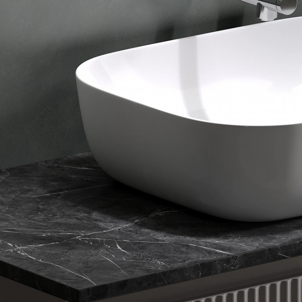Тумба под столешницу Sancos Сноб Р / Snob R 99,5x44,5x50 подвесная, белый матовый / bianco, столешница без отверстия под смеситель, черное небо / black sky — МЕБ009761 — фото 13