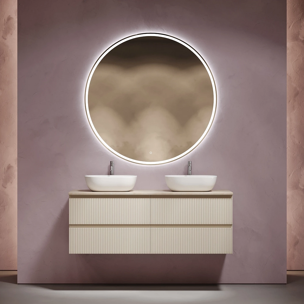 Тумба под столешницу Sancos Сноб T / Snob T 69x44,5x50 подвесная, бежевый матовый / beige soft, столешница 140 см, с отверстием под смеситель, креман / kreman — МЕБ009915 — фото 2