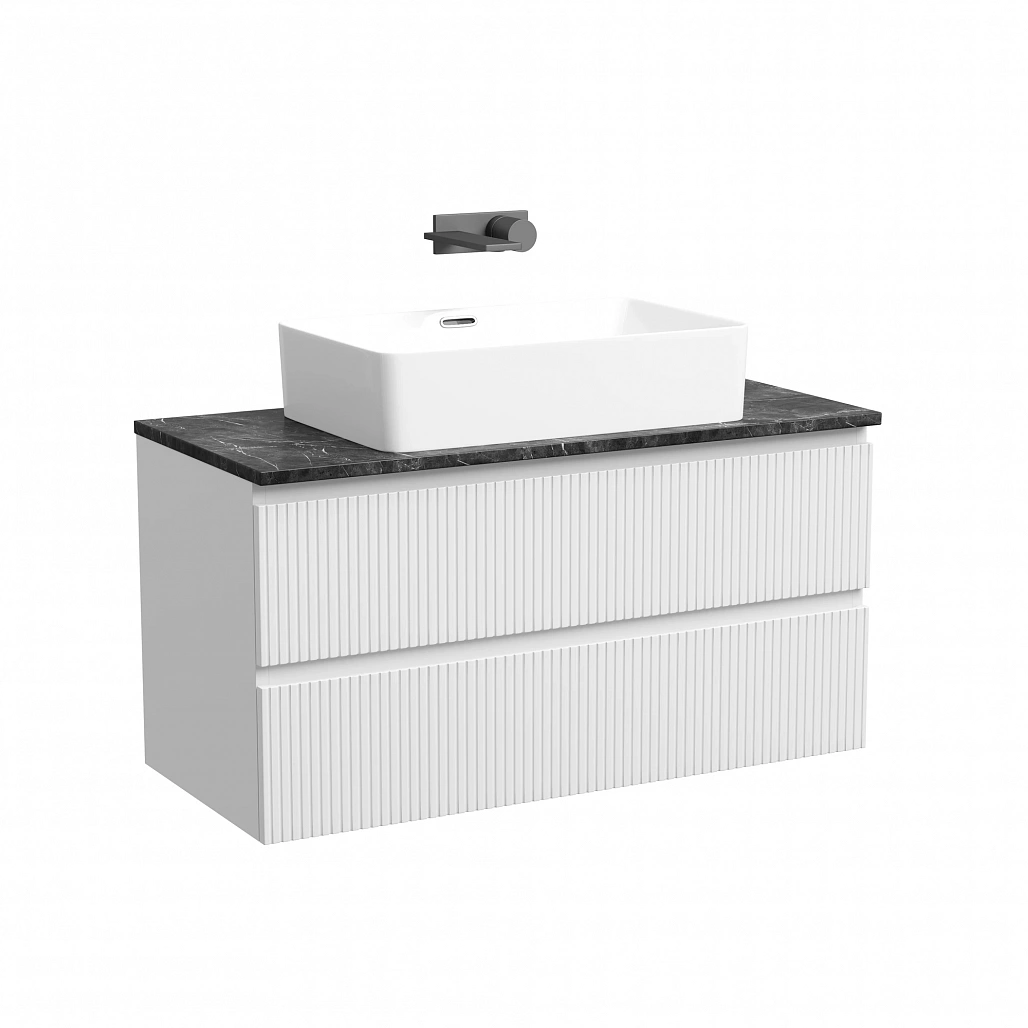 Тумба под столешницу Sancos Сноб T / Snob T 99,5x44,5x50 подвесная, белый матовый / bianco, столешница без отверстия под смеситель, черное небо / black sky — МЕБ009870 — фото 1