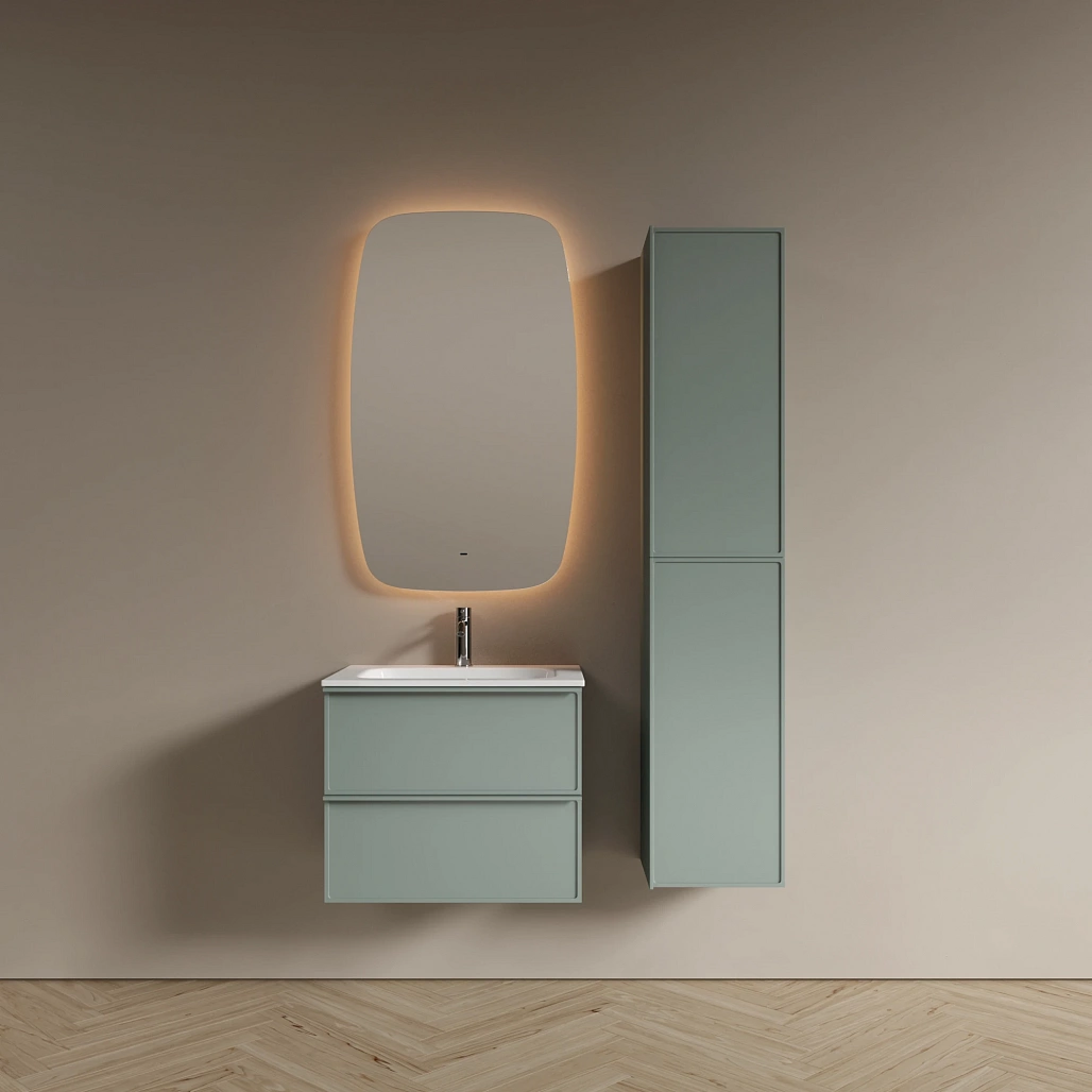 Тумба под раковину Sancos Вельта / Velta 59x44,5x50 подвесная, два ящика, серо-зелёный — МЕБ009436 — фото 4
