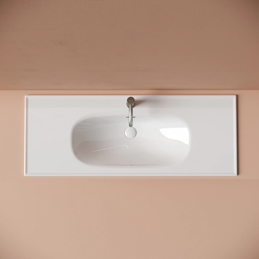 Раковина мебельная Ceramicanova Сабо / Sabo 121x46,5x18,5 со сливом переливом, с отверстием под смеситель, прямоугольная, белый — РАК010021 — фото 5