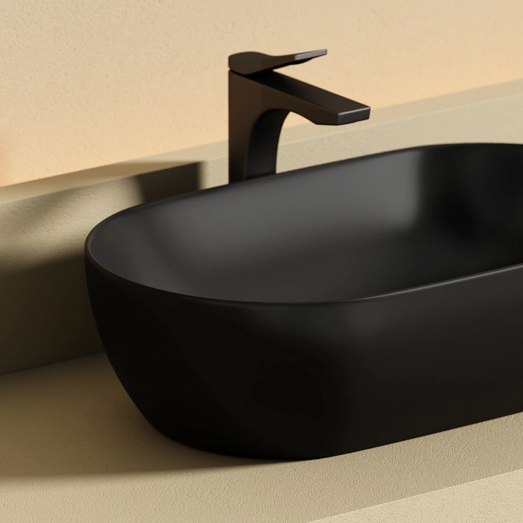 Раковина накладная Ceramicanova Твист / Twist 50x30x14 без перелива, овальная, черный матовый — РАК010096 — фото 7
