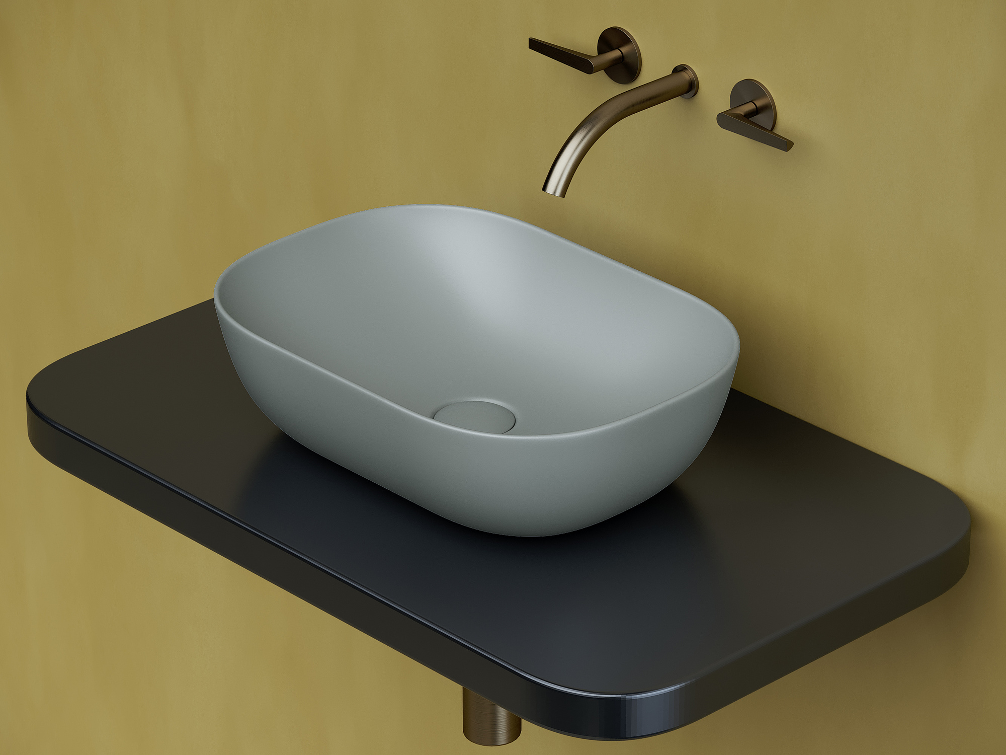 Раковина накладная Ceramicanova Элемент / Element 45,5x32,5x13,5 без перелива, прямоугольная, антрацит матовый — РАК010114 — фото 1