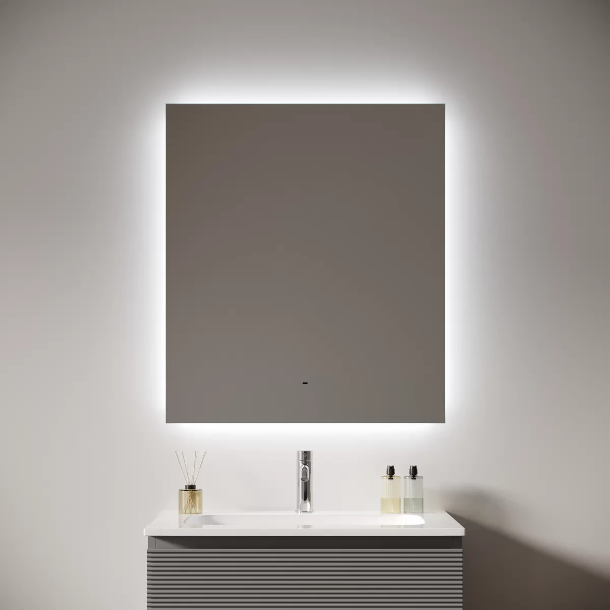 Зеркало Sancos Поле 2.0 / Square 2.0 70x80 светодиодная подсветка 2700K/4000K/5000K, антизапотевание, управление взмахом руки, диммируемая регулировка подсветки — ЗЕР010407 — фото 2