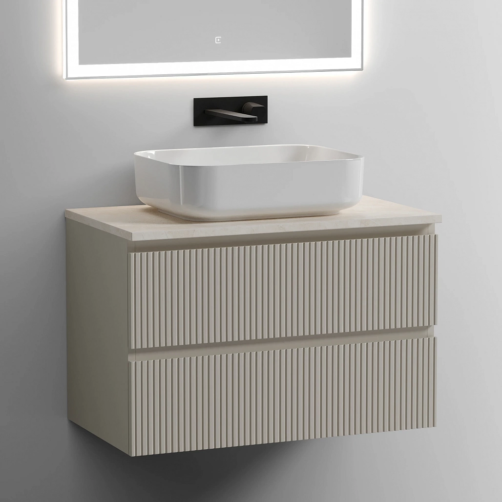 Тумба под столешницу Sancos Сноб T / Snob T 79x44,5x50 подвесная, бежевый матовый / beige soft, столешница без отверстия под смеситель, креман / kreman — МЕБ009493 — фото 2