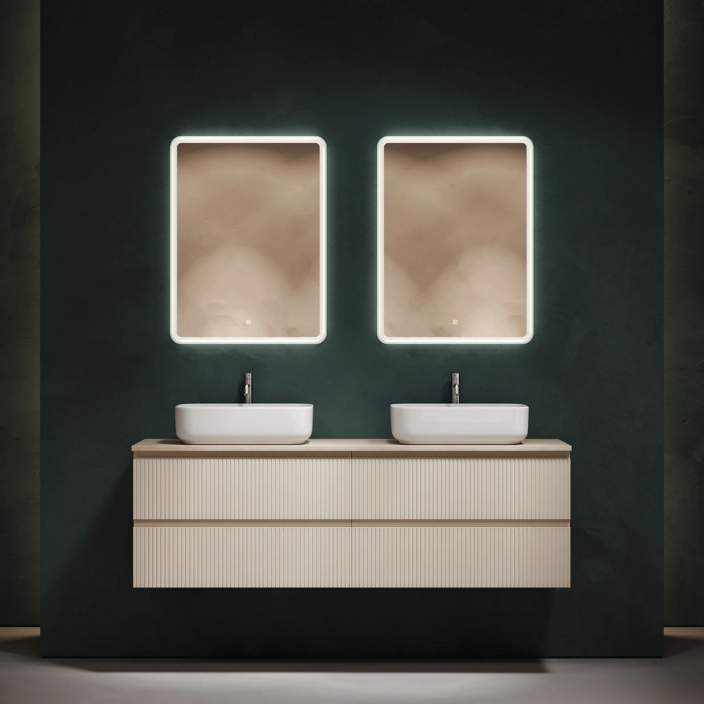 Тумба под столешницу Sancos Сноб T / Snob T 79x44,5x50 подвесная, бежевый матовый / beige soft, столешница 160 см, с отверстием под смеситель, креман / kreman — МЕБ009923 — фото 2