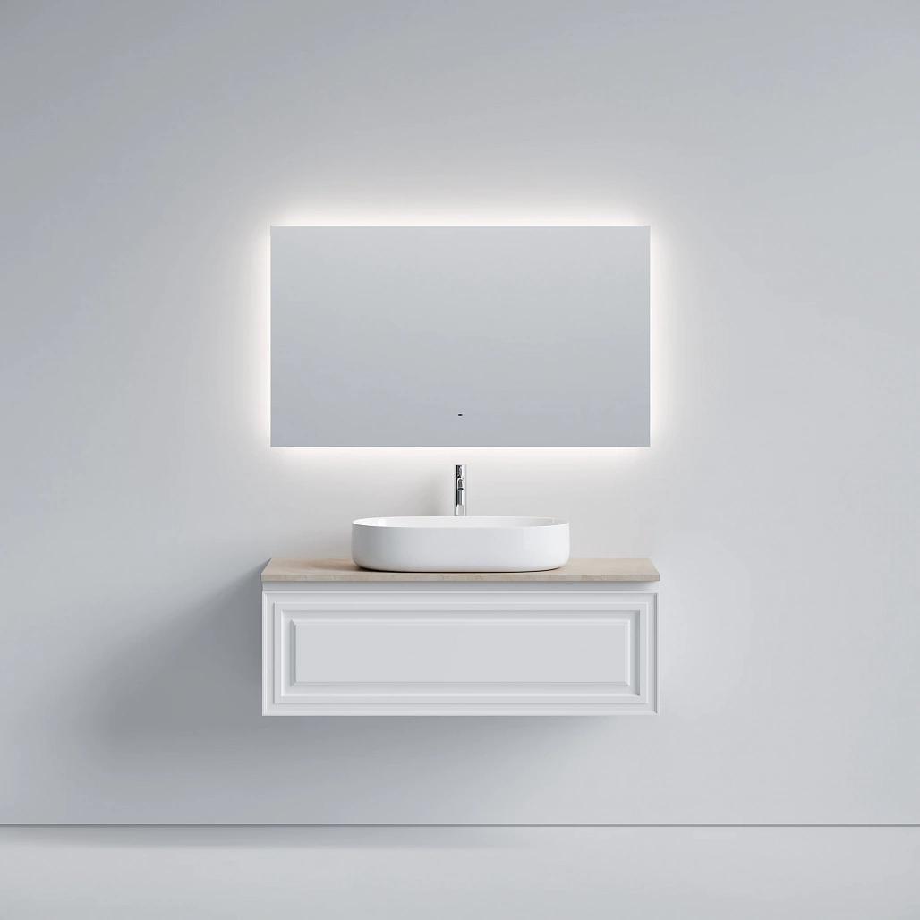 Тумба под столешницу Sancos Самая / Very 119,5x44,5x40,6 подвесная, белый матовый / bianco, столешница с отверстием под смеситель, креман / kreman — МЕБ009650 — фото 2
