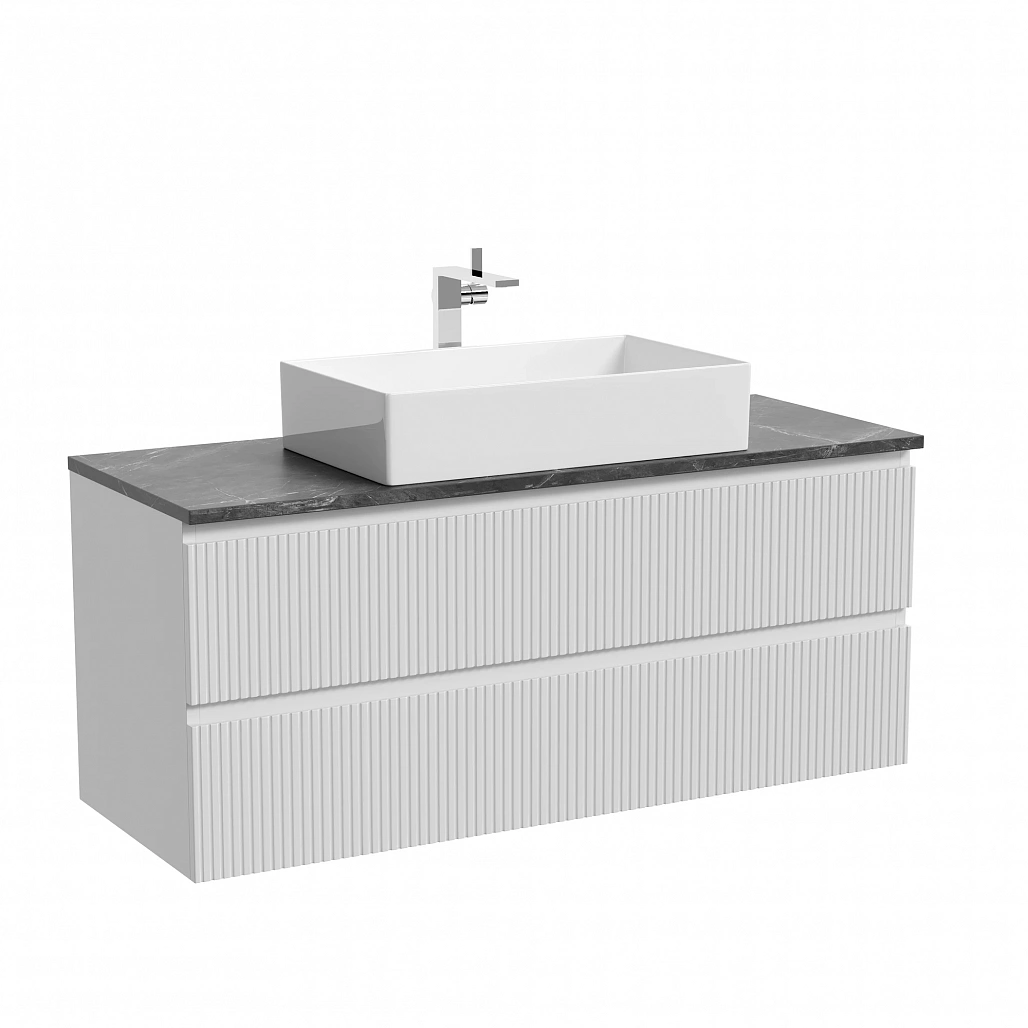 Тумба под столешницу Sancos Сноб T / Snob T 119,5x44,5x50 подвесная, белый матовый / bianco, столешница с отверстием под смеситель, черное небо / black sky — МЕБ009884 — фото 1