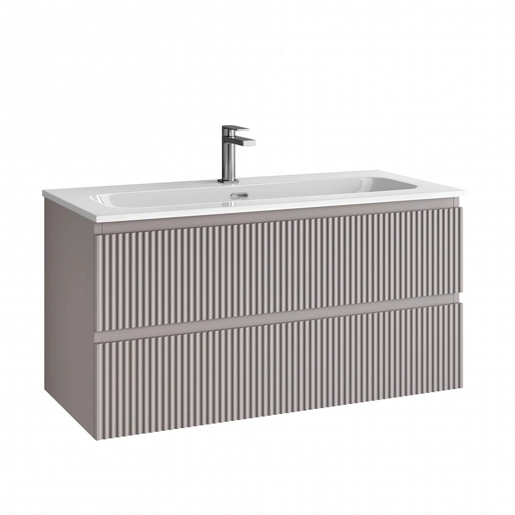 Тумба под раковину Sancos Сноб Р / Snob R 99,5x44,5x50 подвесная, два ящика, пыльная роза / doha soft — МЕБ009379 — фото 1