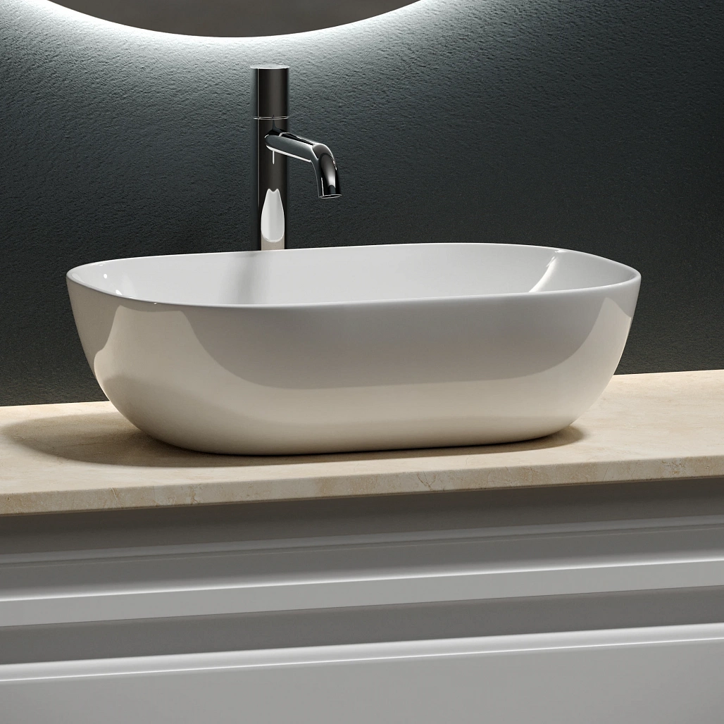 Тумба под столешницу Sancos Самая / Very 99,5x44,5x40,6 подвесная, белый матовый / bianco, столешница с отверстием под смеситель, креман / kreman — МЕБ009979 — фото 12