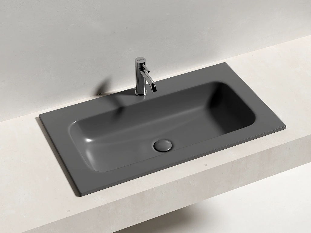 Раковина мебельная Ceramicanova Грация / Grace 81x45,7x13,7 без перелива, с отверстием под смеситель, прямоугольная, темный антрацит матовый — РАК010011 — фото 4
