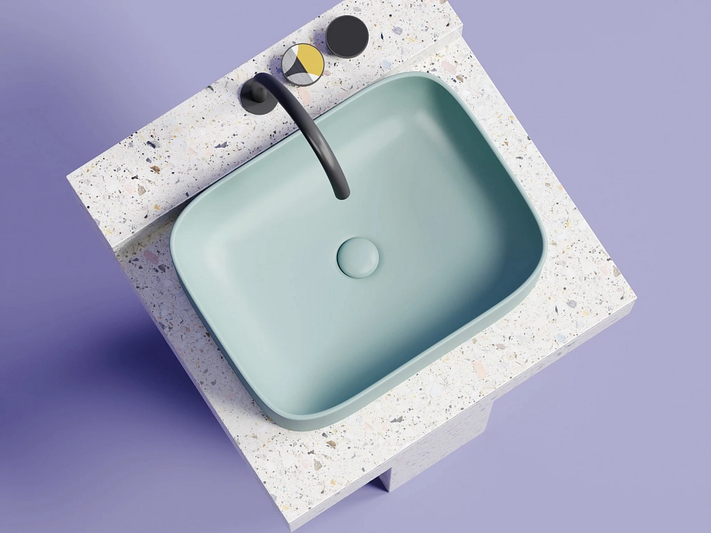 Раковина накладная Ceramicanova Элемент / Element 50,5x38x15 без перелива, прямоугольная, зеленый матовый — РАК010128 — фото 2