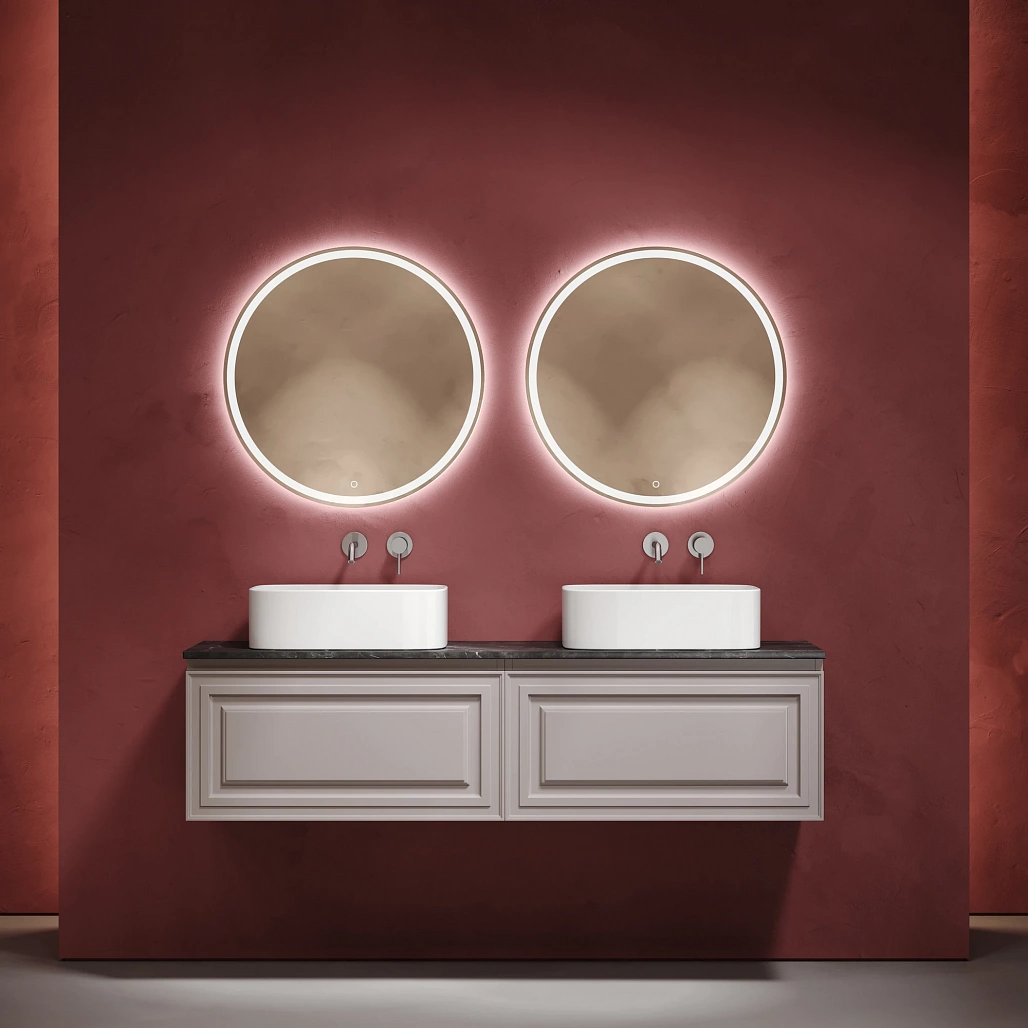 Тумба под столешницу Sancos Самая / Very 79x44,5x40,6 подвесная, пыльная роза / doha soft, столешница 160 см, без отверстия под смеситель, черное небо / black sky — МЕБ009737 — фото 3