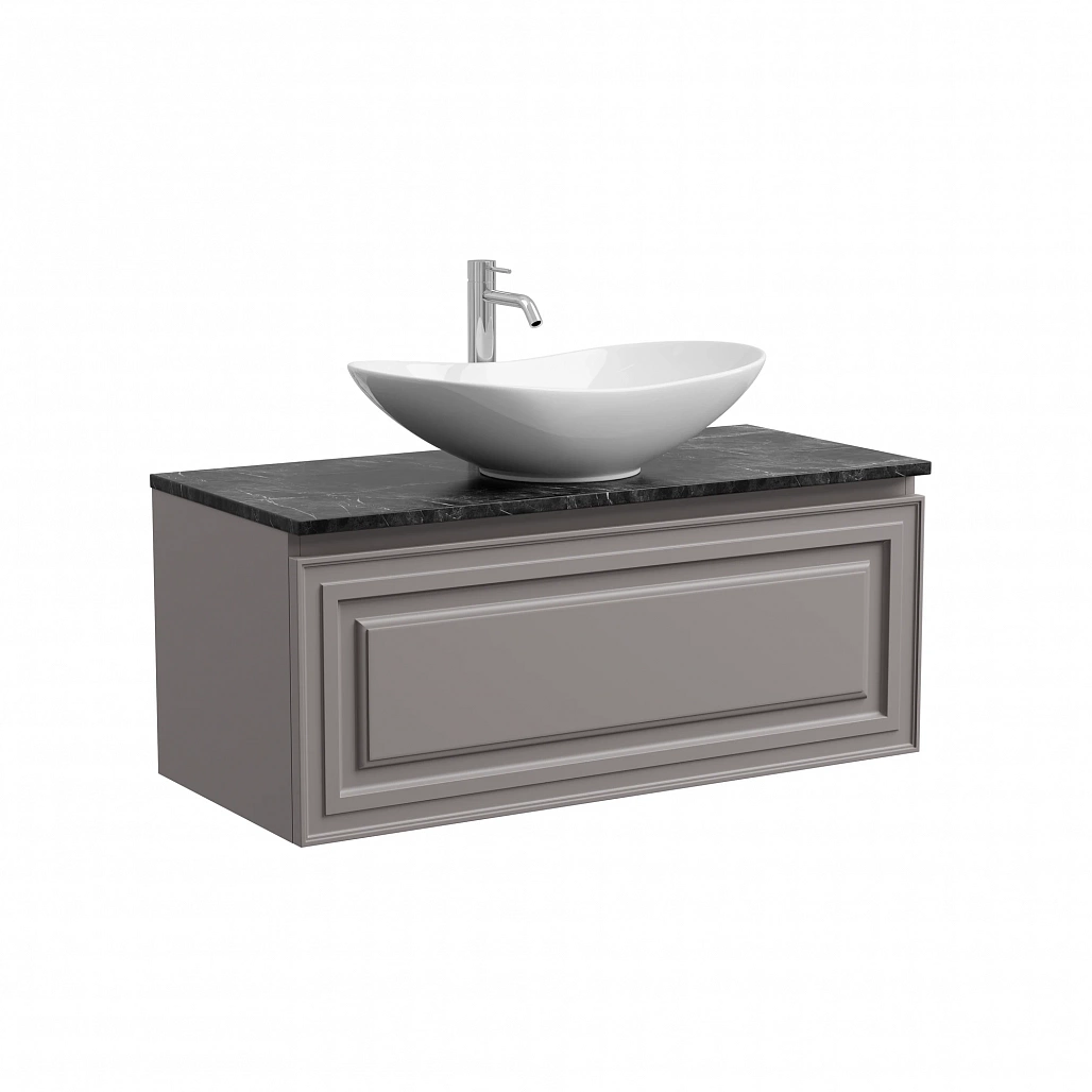 Тумба под столешницу Sancos Самая / Very 99,5x44,5x40,6 подвесная, пыльная роза / doha soft, столешница с отверстием под смеситель, черное небо / black sky — МЕБ009647 — фото 1