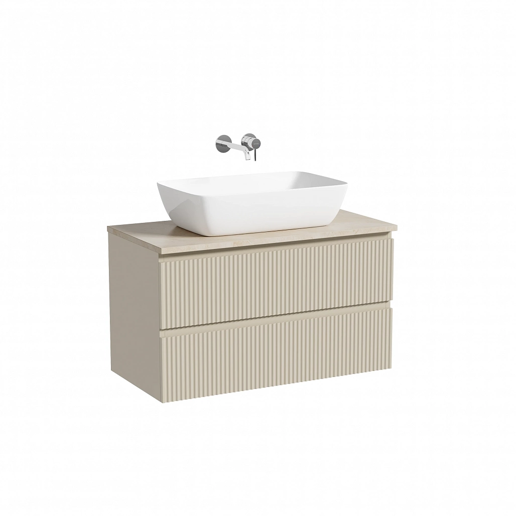 Тумба под столешницу Sancos Сноб Р / Snob R 89x44,5x50 подвесная, бежевый матовый / beige soft, столешница без отверстия под смеситель, креман / kreman — МЕБ009808 — фото 1