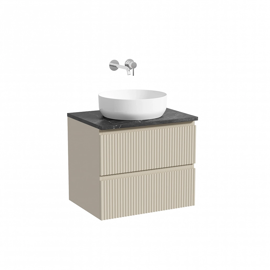 Тумба под столешницу Sancos Сноб Р / Snob R 59x44,5x50 подвесная, пыльная роза / doha soft, столешница без отверстия под смеситель, черное небо / black sky — МЕБ009793 — фото 1