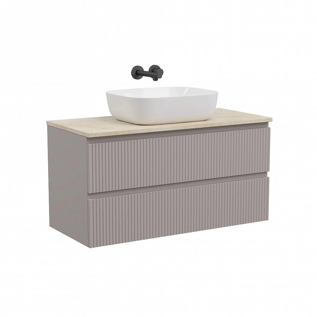 Тумба под столешницу Sancos Сноб Р / Snob R 99,5x44,5x50 подвесная, белый матовый / bianco, столешница без отверстия под смеситель, креман / kreman — МЕБ009762 — фото 1