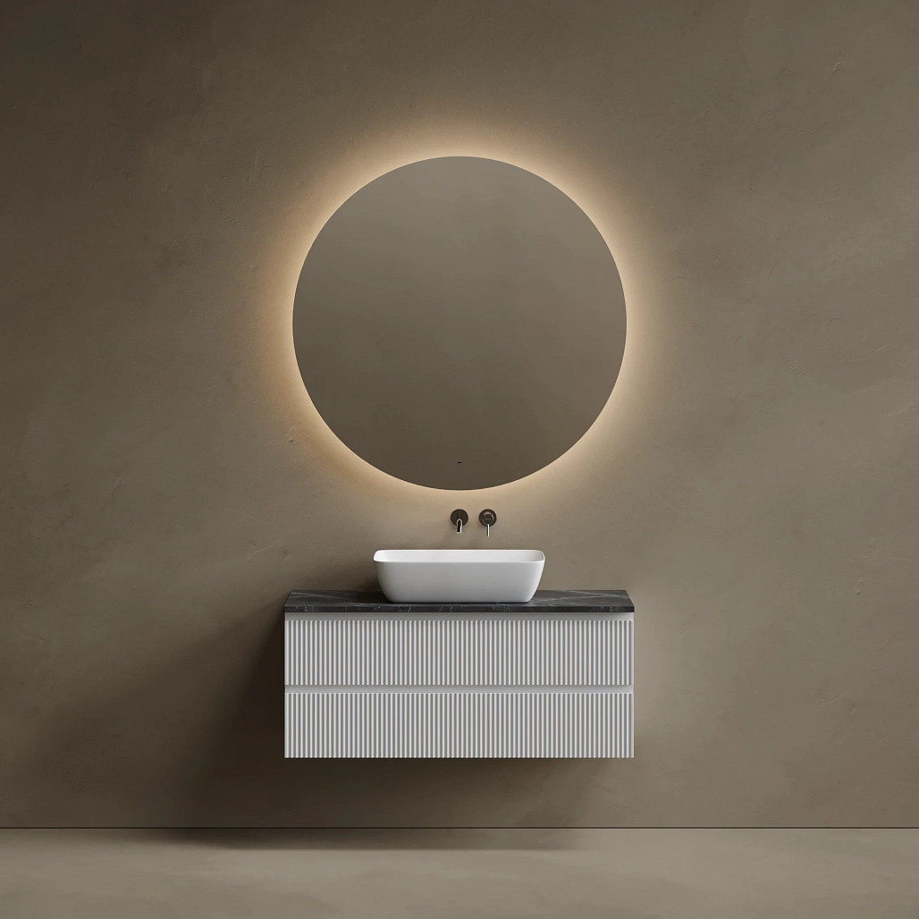 Тумба под столешницу Sancos Сноб Р / Snob R 119,5x44,5x50 подвесная, белый матовый / bianco, столешница без отверстия под смеситель, черное небо / black sky — МЕБ009765 — фото 2