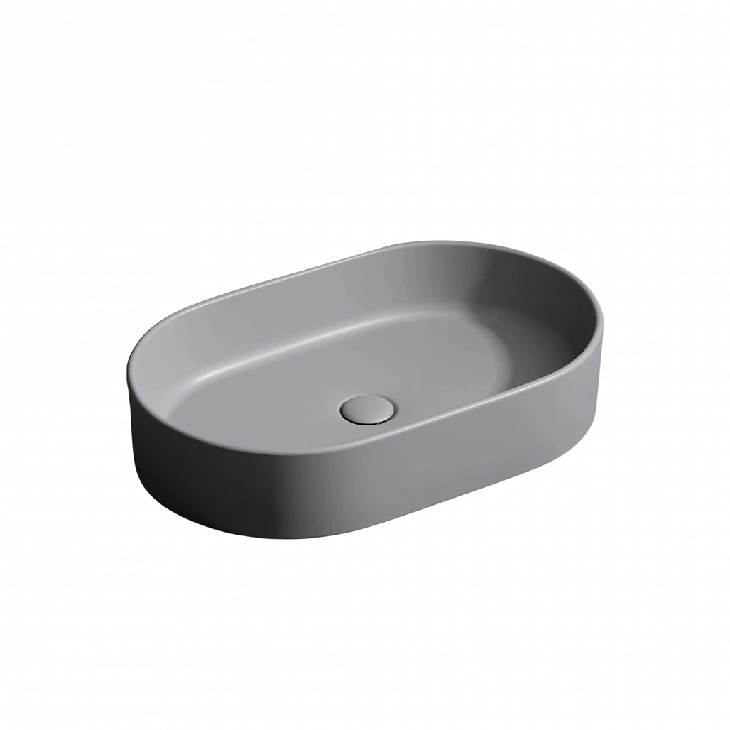 Раковина накладная Ceramicanova Элемент / Element 60,8x38,5x12,2 без перелива, овальная, антрацит матовый — РАК010107 — фото 1