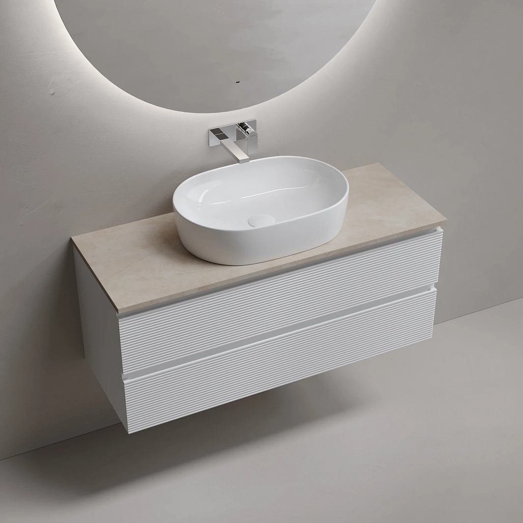 Тумба под столешницу Sancos Фолк / Folk 119,5x44,5x50 подвесная, белый матовый / bianco, столешница без отверстия под смеситель, черное небо / black sky — МЕБ009518 — фото 3