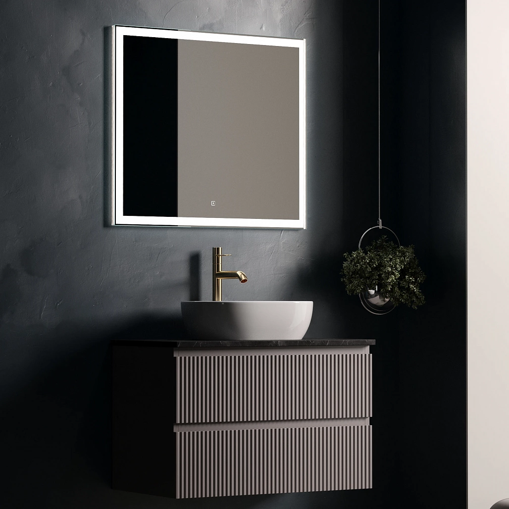 Тумба под столешницу Sancos Сноб Р / Snob R 79x44,5x50 подвесная, пыльная роза / doha soft, столешница с отверстием под смеситель, черное небо / black sky — МЕБ009759 — фото 6