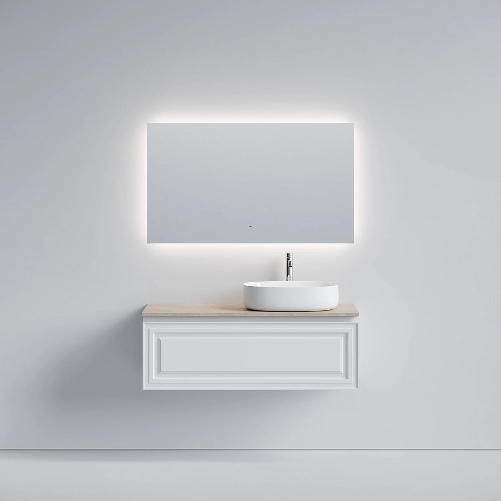 Тумба под столешницу Sancos Самая / Very 119,5x44,5x40,6 правая, подвесная, белый матовый / bianco, столешница с отверстием под смеситель, креман / kreman — МЕБ009710 — фото 2