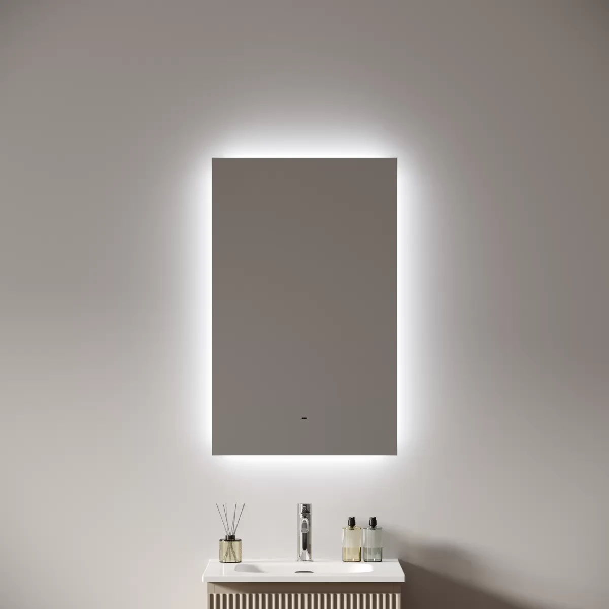 Зеркало Sancos Поле 2.0 / Square 2.0 50x80 светодиодная подсветка 2700K/4000K/5000K, антизапотевание, управление взмахом руки, диммируемая регулировка подсветки — ЗЕР010404 — фото 2