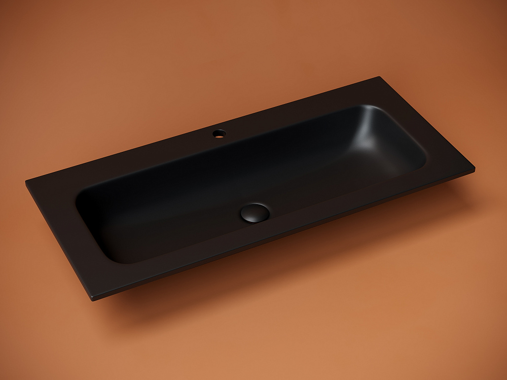 Раковина мебельная Ceramicanova Грация / Grace 101x45,7x13,7 без перелива, с отверстием под смеситель, прямоугольная, черный матовый — РАК010064 — фото 2