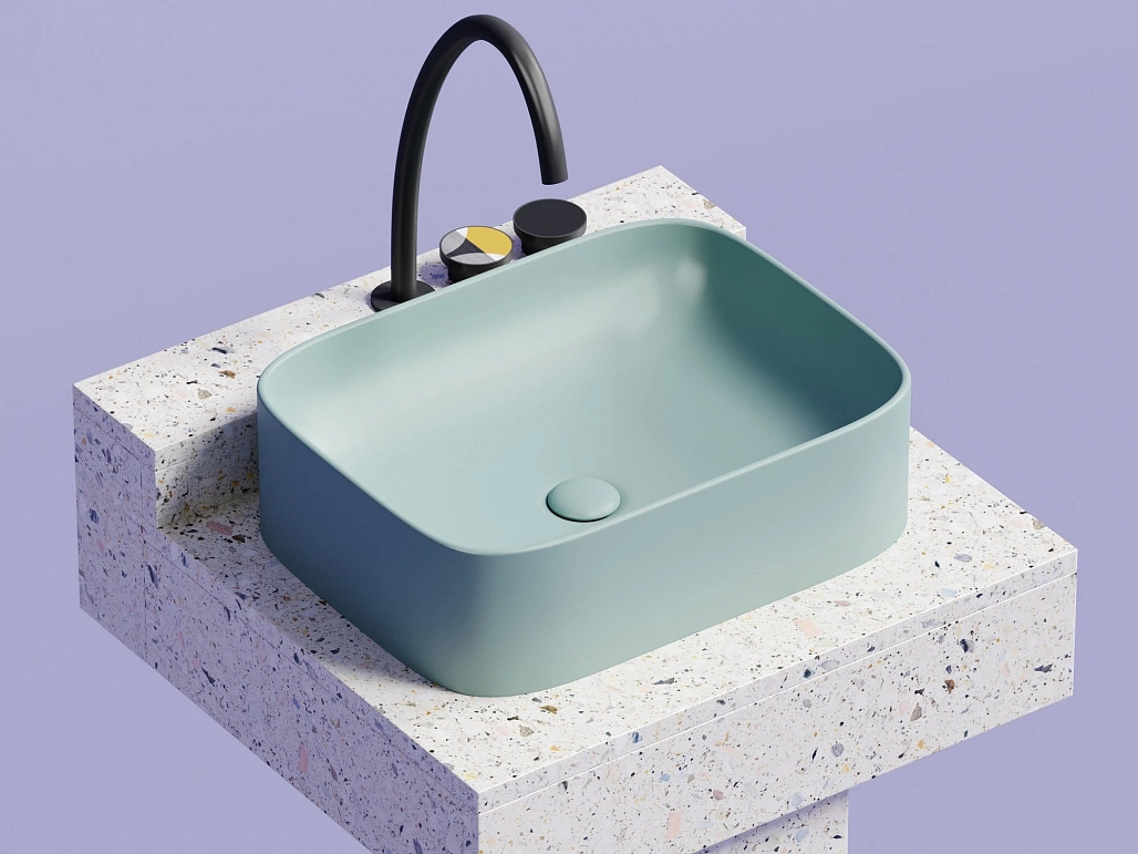 Раковина накладная Ceramicanova Элемент / Element 50,5x38x15 без перелива, прямоугольная, зеленый матовый — РАК010128 — фото 3