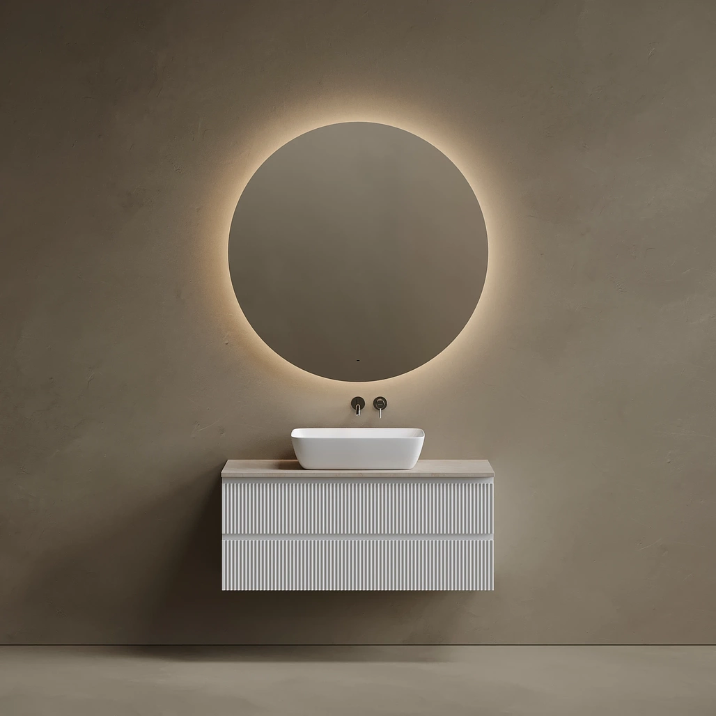 Тумба под столешницу Sancos Сноб Р / Snob R 119,5x44,5x50 подвесная, белый матовый / bianco, столешница без отверстия под смеситель, креман / kreman — МЕБ009764 — фото 2