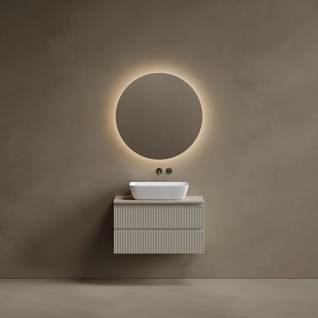 Тумба под столешницу Sancos Сноб Р / Snob R 89x44,5x50 подвесная, бежевый матовый / beige soft, столешница без отверстия под смеситель, креман / kreman — МЕБ009808 — фото 2