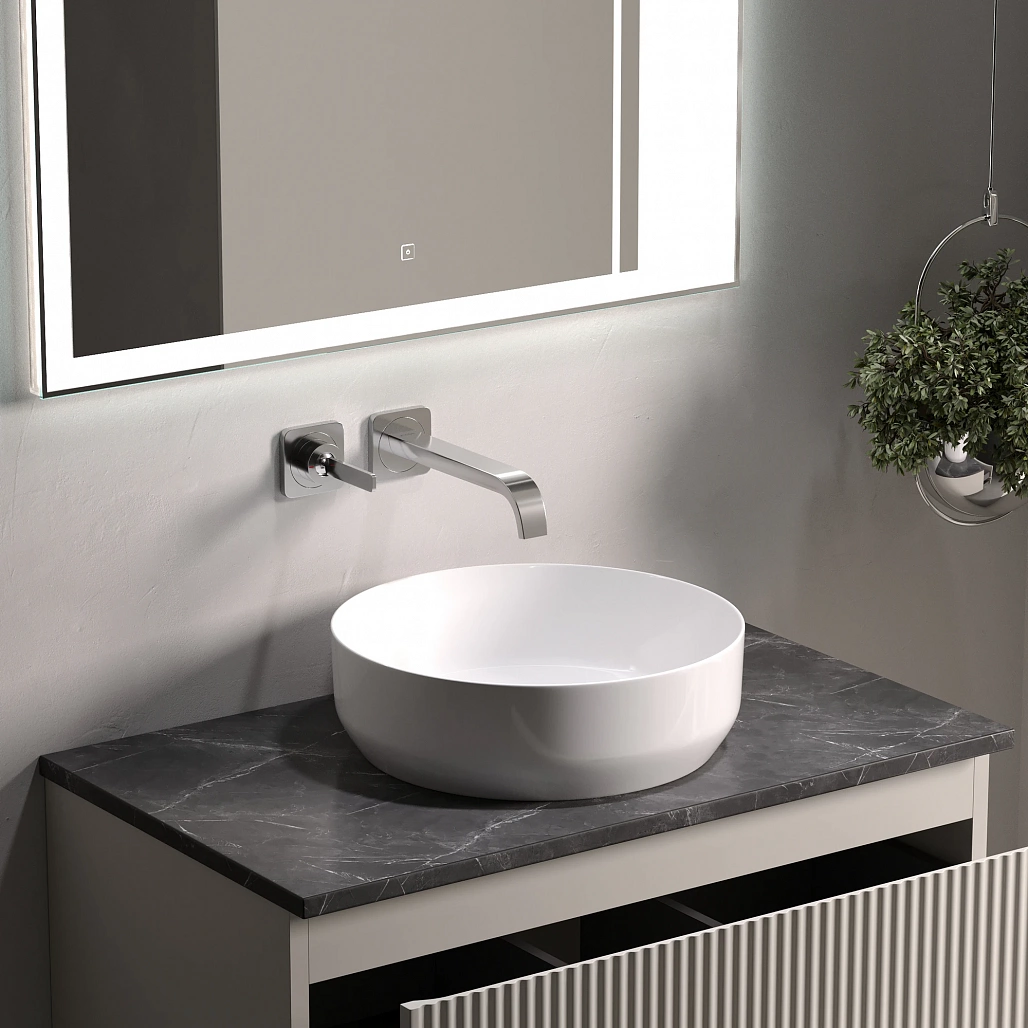 Тумба под столешницу Sancos Сноб Р / Snob R 79x44,5x50 подвесная, бежевый матовый / beige soft, столешница без отверстия под смеситель, черное небо / black sky — МЕБ009746 — фото 6