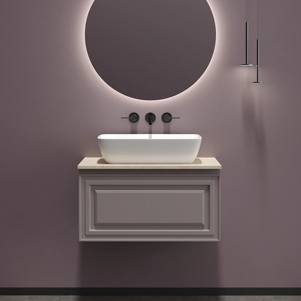 Тумба под столешницу Sancos Самая / Very 79x44,5x40,6 подвесная, пыльная роза / doha soft, столешница без отверстия под смеситель, креман / kreman — МЕБ009503 — фото 4