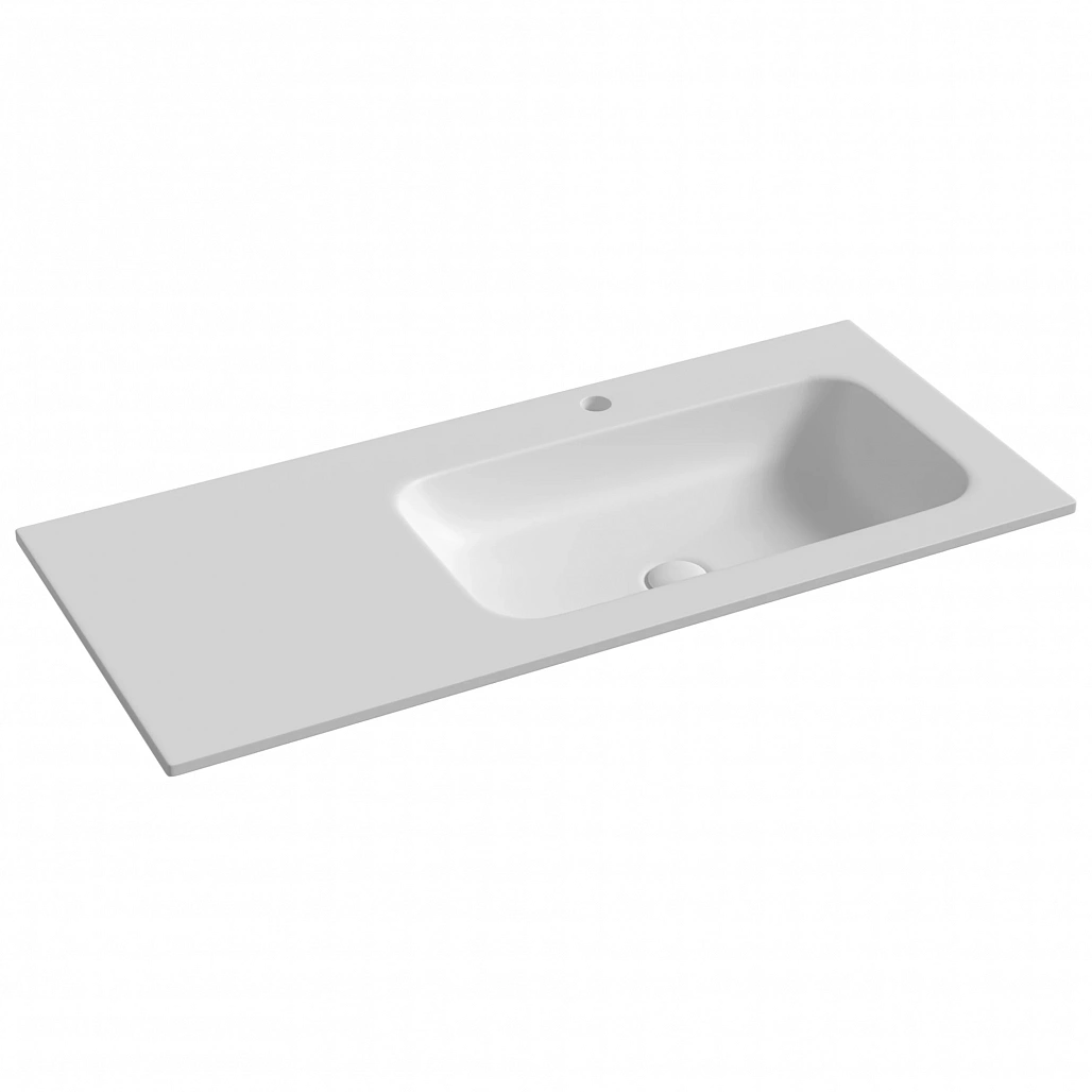 Раковина мебельная Ceramicanova Грация / Grace 101x45,7x13,7 без перелива, с отверстием под смеситель, чаша справа, прямоугольная, белый матовый