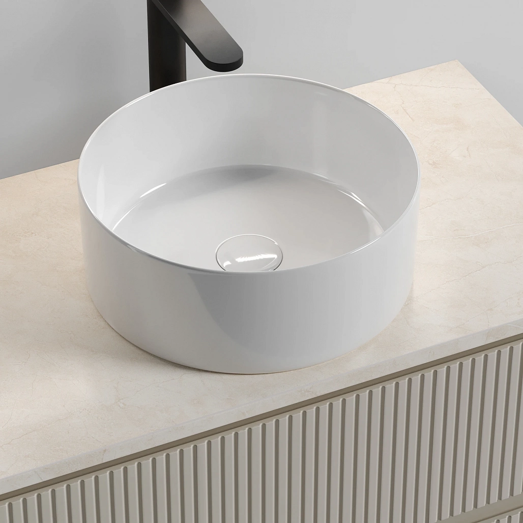 Тумба под столешницу Sancos Сноб T / Snob T 79x44,5x50 подвесная, бежевый матовый / beige soft, столешница с отверстием под смеситель, креман / kreman — МЕБ009863 — фото 5