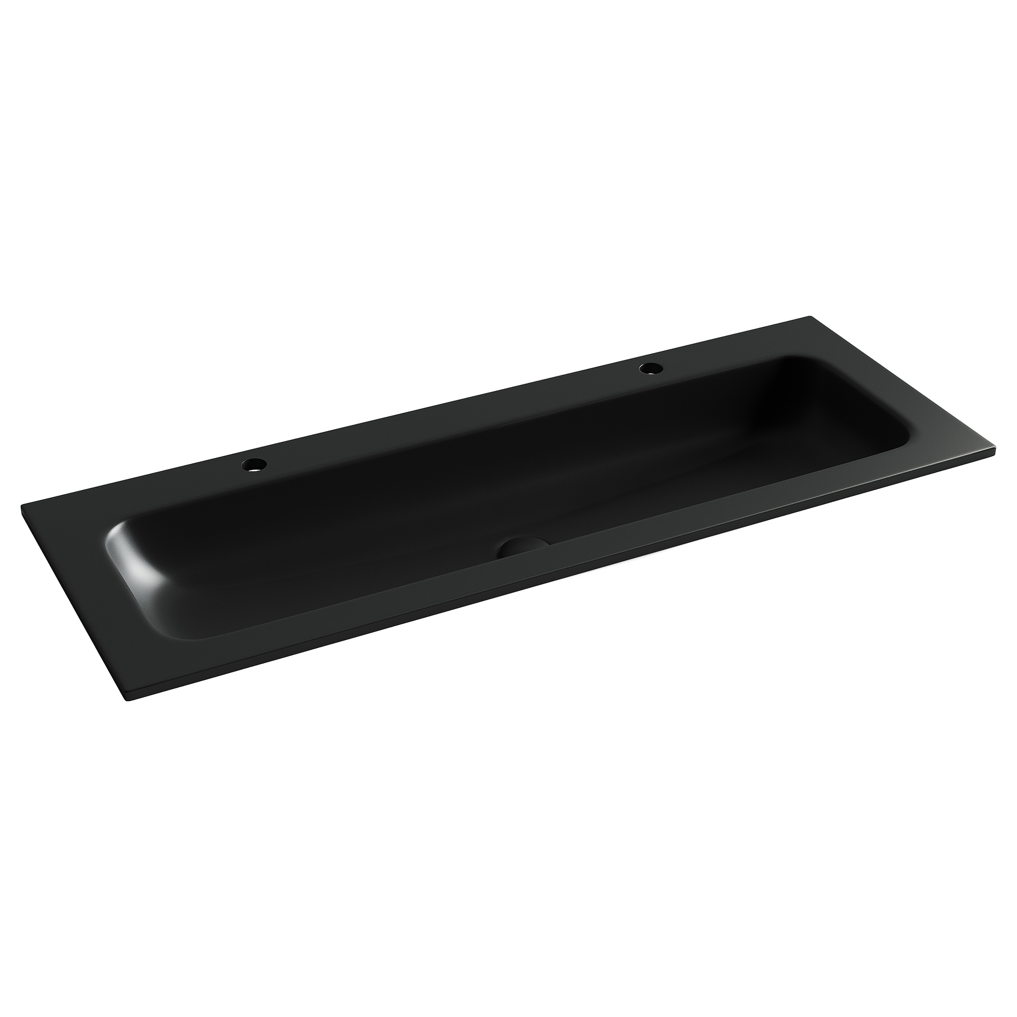 Раковина мебельная Ceramicanova Грация / Grace 121x45,7x13,7 без перелива, с двумя отверстиями под смеситель, прямоугольная, черный матовый — РАК010060 — фото 1